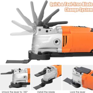 Goplus Oscillating Tool with Variable Speeds and Dust Collection – Ideal for Cutting, Sanding, and Trimming