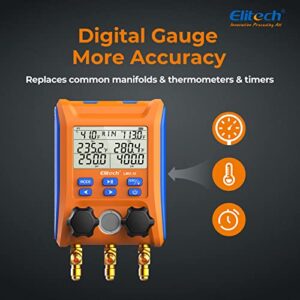 Elitech LMG-10 2-Way Valve Digital Manifold Gauge with Thermometer for HVAC