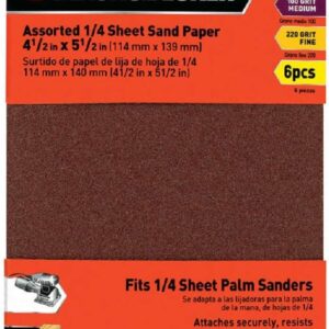 BLACK+DECKER 74-606 1/4-Inch Assorted Sheet Paper, 6-Pack, 3 Pack for Sanding and Polishing