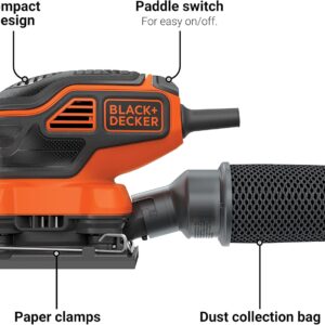 BLACK+DECKER BDEQS300 Electric 1/4 Sheet Orbit Sander 2.0 Amp
