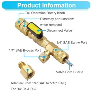TWTADE Dual Size Valve Core Remover with Brass Adapter, 30 Valve Cores & 7 Brass Nuts for HVAC System