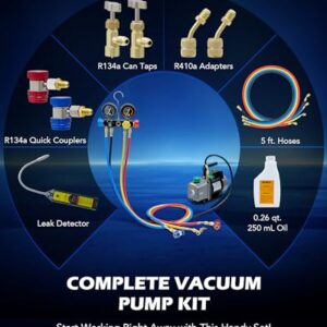 Orion Motor Tech 4.5 cfm AC Vacuum Pump & Gauge Set for Multiple Refrigerants