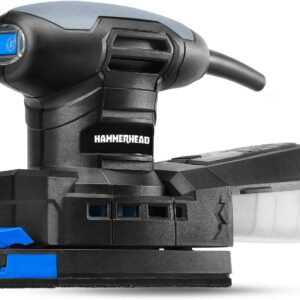 Hammerhead 1.4-Amp Detail Sander with Dust Collection System, 12pcs Sandpaper & Attachment