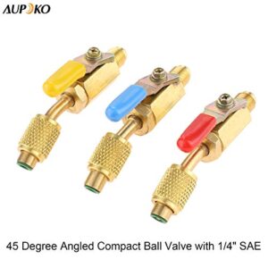 Aupoko AC Refrigerant Ball Valve 1/4″ SAE R410A R134A HVAC Charging Tool