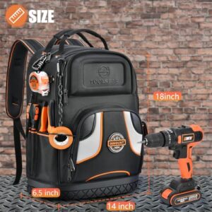 Heavy Duty HVAC Tool Backpack: Men’s Large Tool Carrier with Molded Base