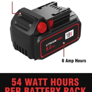 Milwaukee M18 6.0Ah Battery 4-Pack | High Capacity Replacement Battery for Power Tools