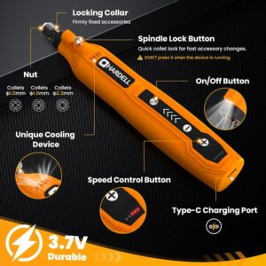 HARDELL Cordless Rotary Tool Kit: 5-Speed USB Charging 61 Accessories DIY Craft