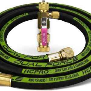 HCPRO Dual Force AC Evacuation Kit 6ft Hose Valve Core Removal Tool 5/16″