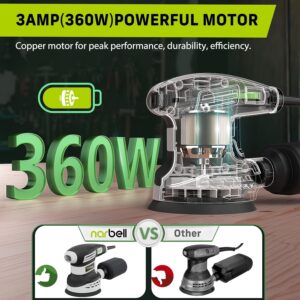 Powerful 5″ Random Orbit Sander 3.0AMP 6-Speed Woodworking Palm Sander Kit