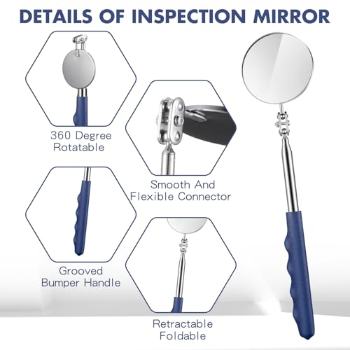 Telescoping Inspection Mirror 29" - Long-Reach Mechanics Tool for Tight Spaces & Observation 2 Telescoping Inspection Mirror 29" - Long-Reach Mechanics Tool for Tight Spaces & Observation - Image 2