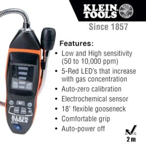 Klein Tools HVAC Gas Leak Detector Kit: Professional Digital Manometer & Combustible Gas Pressure Tester