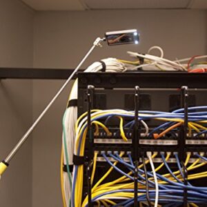 Extra-Long Telescoping LED Inspection Mirror with 360° Swivel Head, 33-Inch Reach