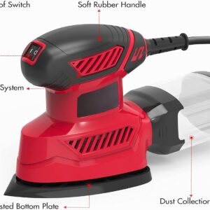 Powerful 130W Detail Sander | 14000 RPM Mouse Sanders | 20 Sandpapers Included