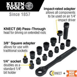 Klein Tools 15-Piece 3/8″ Impact Pass Through Socket Set w/ MODbox Case