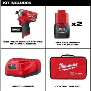 Powerful 1/4″ Hex Hydraulic Impact Driver Kit with Fuel Technology and 2 Batteries