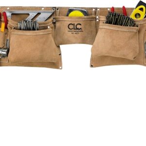 Custom LeathercraftI427X Heavy Duty Contractor-Grade Suede Leather Work Apron, 2 Steel Hammer Loops, 12 Pockets, Tan , Brown