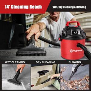 Powerful 2.5-Gal Wet Dry Vacuum | Vacmaster VOM205P 2 Peak HP Compact Cleaner