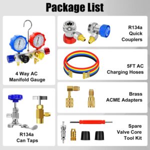Pro HVAC Manifold Gauge Set: R134a R404a R410a AC Diagnostic Charging Tool Kit