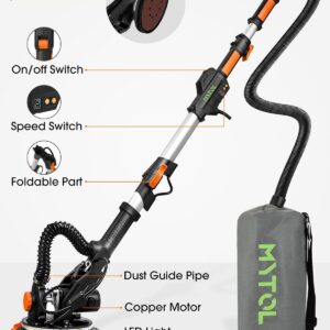 Pro Drywall Electric Sander w/ Dust Vacuum, LED, Variable Speed & Sanding Discs