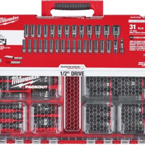 Milwaukee 1/2″ Impact Socket Set 31-Piece SHOCKWAVE Metric SAE Professional Sockets