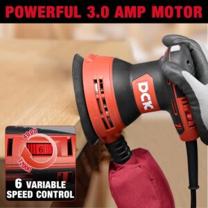 DCK 3.0 AMP Palm Sander 6-Speed 12,000 OPM Orbital Woodworking Tool