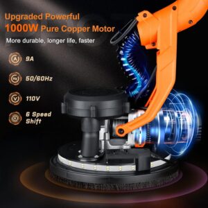 1000W Automatic Drywall Sander w/ Vacuum Dust Collection for Popcorn Ceiling Removal