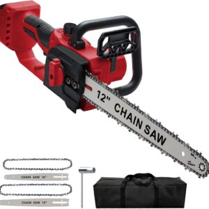 Chainsaw Cordless for Milwaukee M18 18V Battery, Cordless Chainsaw with 10-Inch and 12-Inch 2-IN-1 Chainsaw Chain and Bar for Wood Cutting, Tree Trimming (only tool)