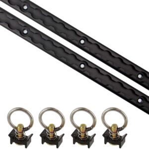 US Cargo Control L Track Tie Down System, Includes (2) USA Made 4-Foot Black Anodized Aluminum L-Track and (4) Black Single Stud O-Ring Fittings, Trailer Tie Down System for Trailers and Truck Beds