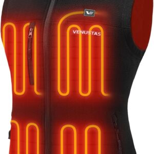 Venustas Women's Heated Fleece Vest with 6 Heating Zones, Ladies' Lightweight Recycled Fleece Electric Vest with Battery