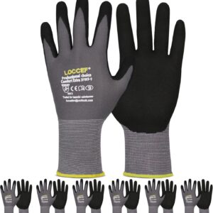 Work Gloves MicroFoam Nitrile Coated-6 Pairs,Seamless Knit Nylon Gloves,Gray Work gloves
