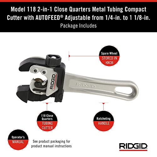 RIDGID Professional Compact Tubing Cutter 1/4"-1-1/8" Metal Cutting Tool 7 RIDGID Professional Compact Tubing Cutter 1/4"-1-1/8" Metal Cutting Tool - Image 7