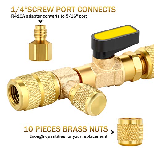 WADEO A/C Valve Core Remover Tool Kit: 20 Cores, Brass Nuts, Multi Refrigerant 2 WADEO A/C Valve Core Remover Tool Kit: 20 Cores, Brass Nuts, Multi Refrigerant - Image 2