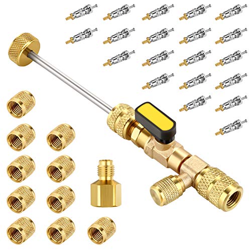 WADEO A/C Valve Core Remover Tool Kit: 20 Cores, Brass Nuts, Multi Refrigerant 8 WADEO A/C Valve Core Remover Tool Kit: 20 Cores, Brass Nuts, Multi Refrigerant - Image 8