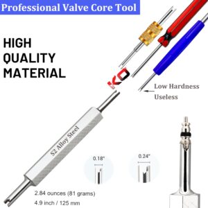 Professional A/C & Tire Valve Core Removal Tool – 2 Caps, 4 Cores, Multi-Vehicle Use