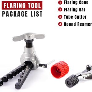 Professional HVAC Flaring Tool Kit | 7 Dies 3/16″-3/4″ | 45° Heavy Duty Cone Cutter Reamer