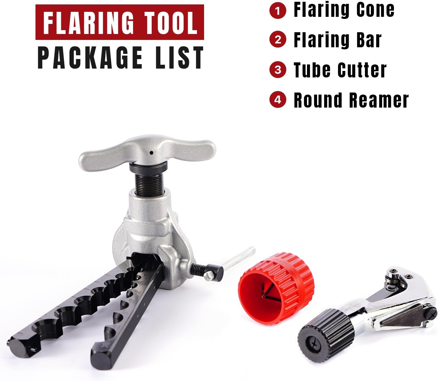 Professional HVAC Flaring Tool Kit | 7 Dies 3/16"-3/4" | 45° Heavy Duty Cone Cutter Reamer 2 Professional HVAC Flaring Tool Kit | 7 Dies 3/16"-3/4" | 45° Heavy Duty Cone Cutter Reamer - Image 2