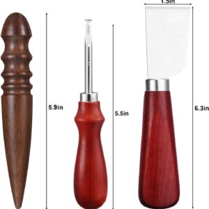 Premium Leather Craft Tool Kit: 6pc Edge Beveler Set with Knife & Burnisher