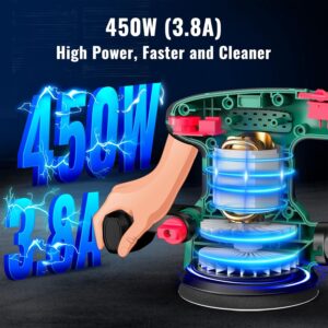 HYCHIKA 6-Speed Random Orbit Sander 3.8Amp 5″ Electric Woodworking Tool