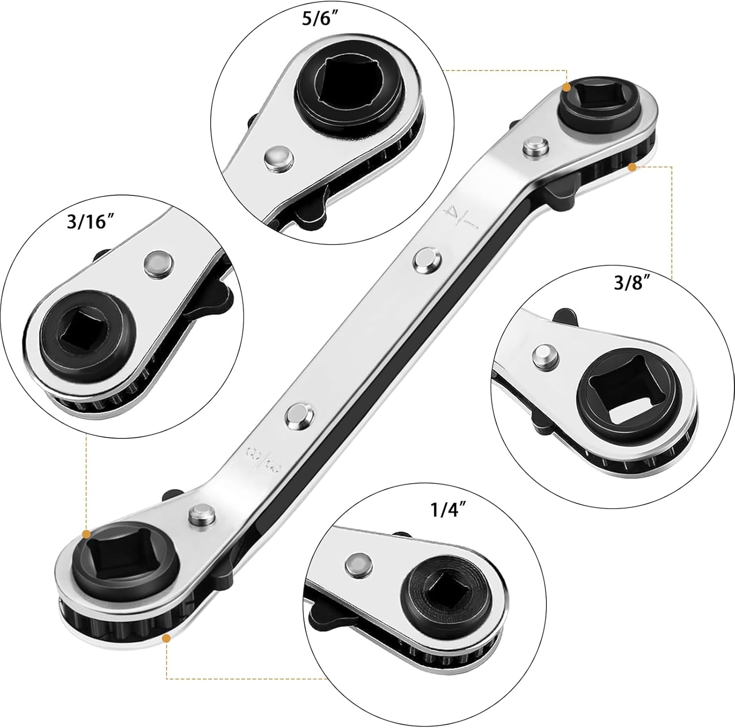 HVAC Ratcheting Wrench Set | AC Repair Tools | 4 Sizes | Hex Adapters Included 3 HVAC Ratcheting Wrench Set | AC Repair Tools | 4 Sizes | Hex Adapters Included - Image 3