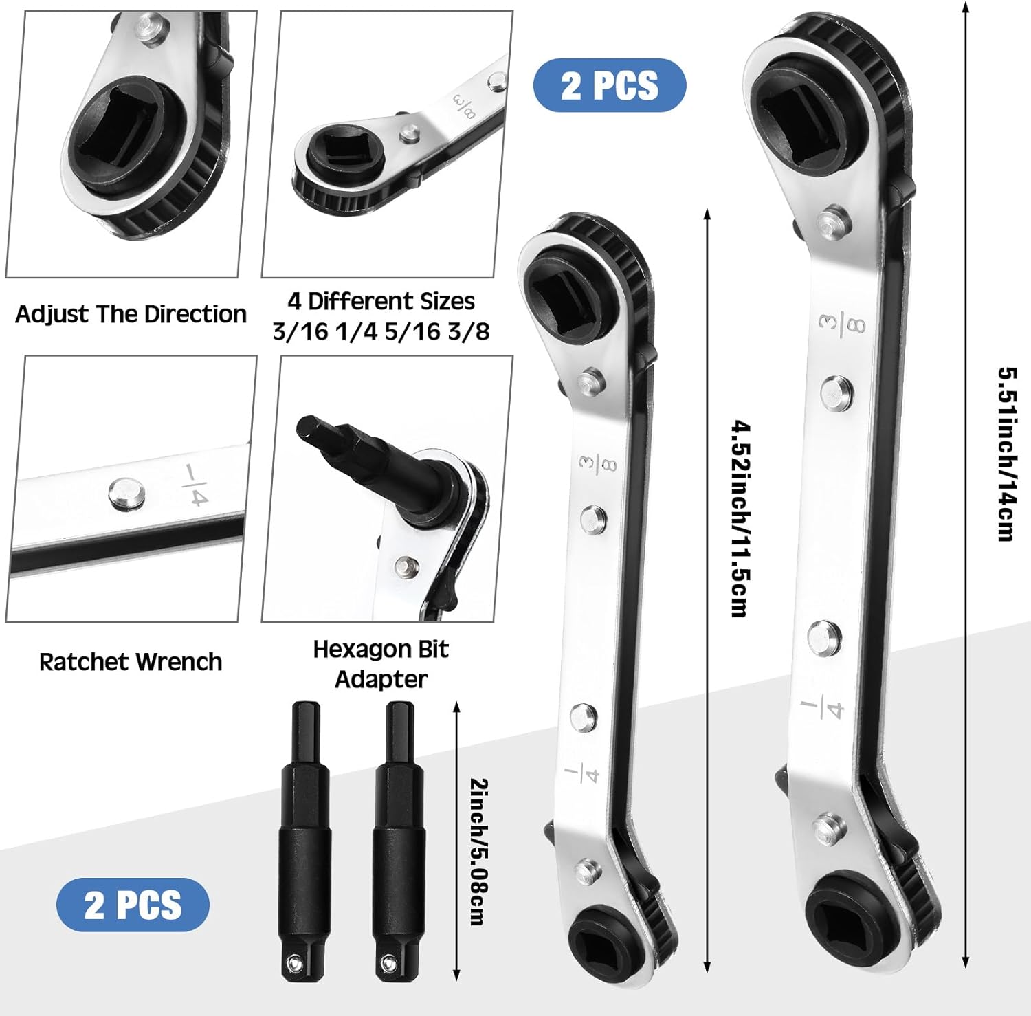HVAC Service Wrench Kit 3-Piece Refrigeration Tool with Hex Bit Adapters 2 HVAC Service Wrench Kit 3-Piece Refrigeration Tool with Hex Bit Adapters - Image 2