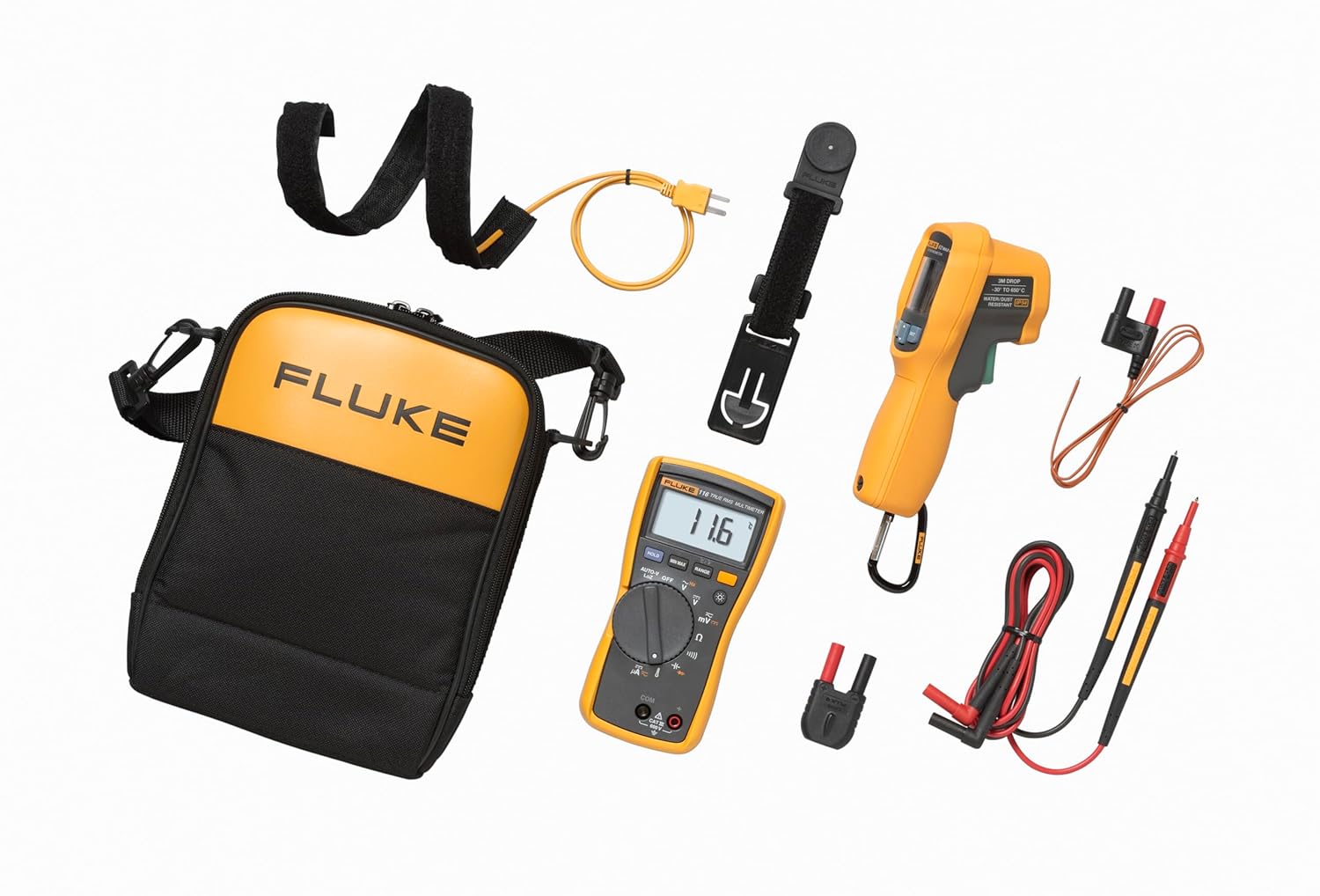 Fluke Digital Multimeter and Infrared Thermometer Combo Kit for Pros 1 hvac tools jumpers