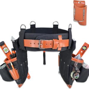 WELKINLAND 22-Pockets Leather Tool Belt, Buffalo Leather Framer Tool Belt, Tool Bags With Belt Leather, Tool Belt Leather Carpenter, Leather Carpenter Tool Pouch, Leather Tool Bags For Carpenters