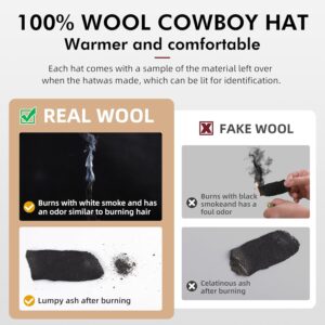 Classic Black Wool Fedora Western Cowboy Hat for Men & Women