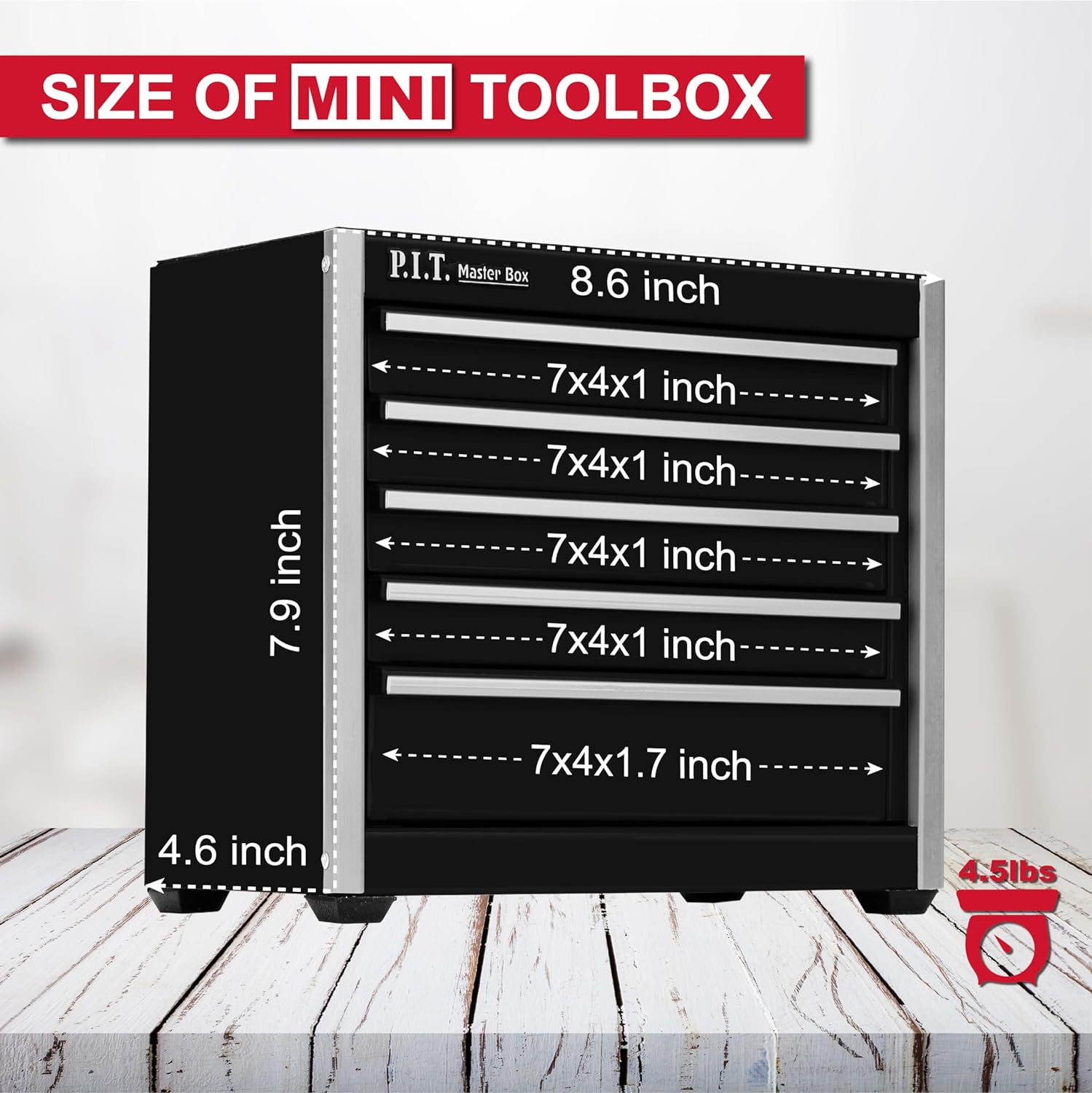 Compact 5-Drawer Mini Tool Box: Portable Steel Stackable Storage Organizer 2 Compact 5-Drawer Mini Tool Box: Portable Steel Stackable Storage Organizer - Image 2