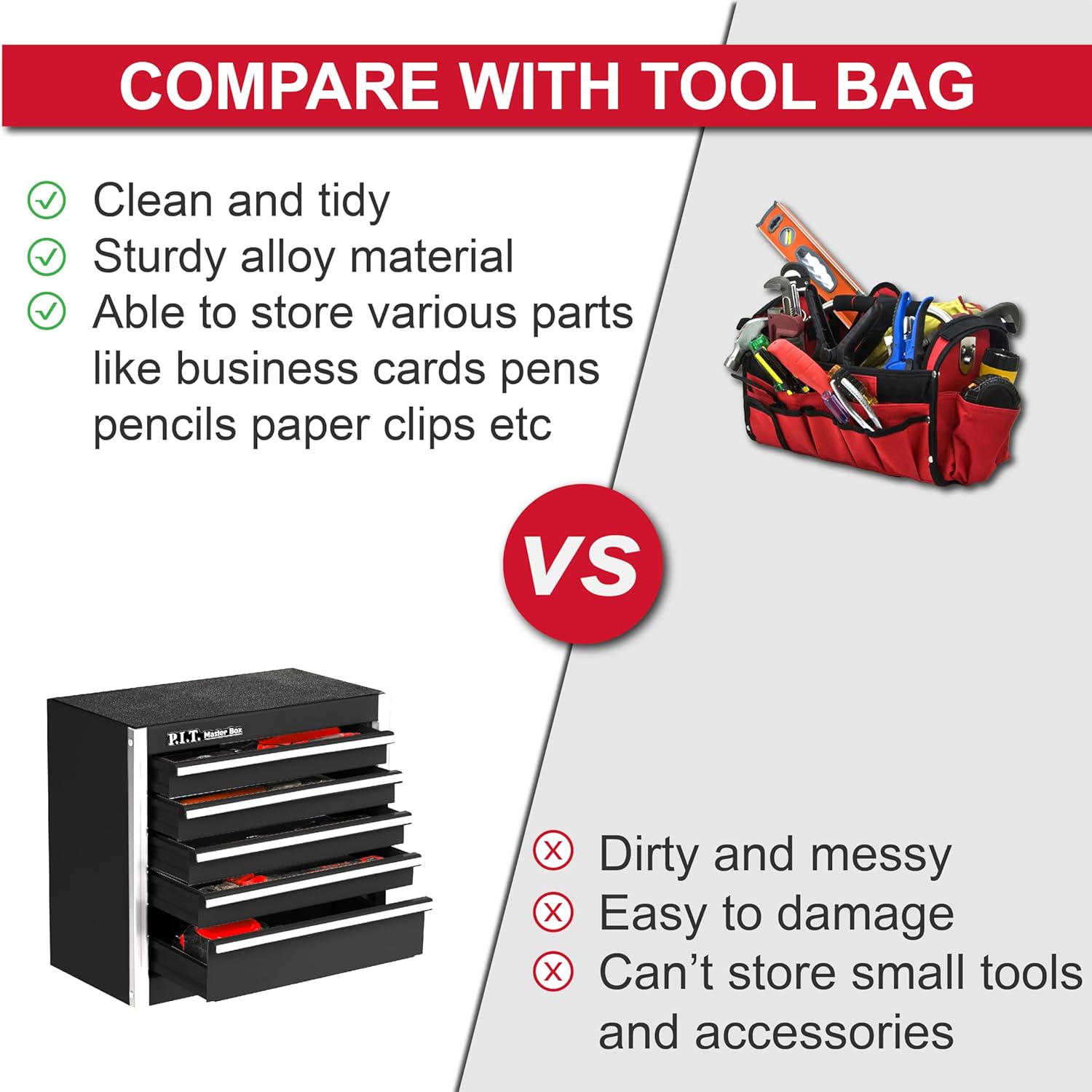 Compact 5-Drawer Mini Tool Box: Portable Steel Stackable Storage Organizer 7 Compact 5-Drawer Mini Tool Box: Portable Steel Stackable Storage Organizer - Image 7