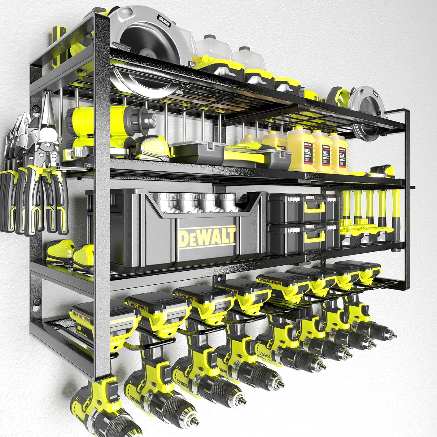 Heavy Duty 8-Drill Wall Mount Organizer w/ Tool Storage Rack & Holders 1 sander tool organizer