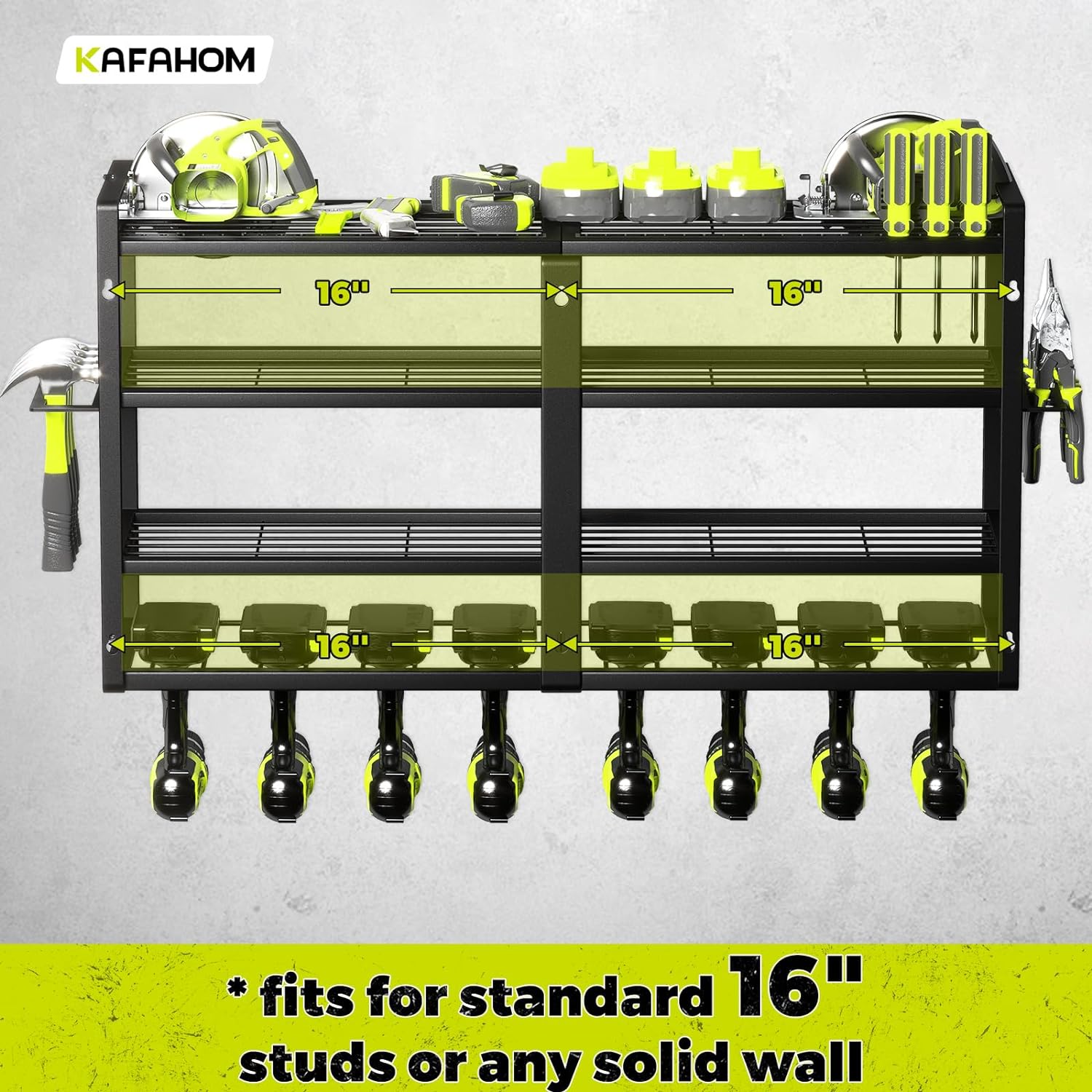 Heavy Duty 8-Drill Wall Mount Organizer w/ Tool Storage Rack & Holders 5 Heavy Duty 8-Drill Wall Mount Organizer w/ Tool Storage Rack & Holders - Image 5
