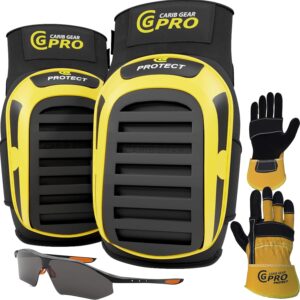 Knee Pads For Work- Heavy Duty Pad Design For Construction, Tiling, Gardening, Floor - Extra Gel and Cushion Support long kneeling - Anti-Slip Stretchable Thigh Straps Bonus: Safety Glasses & Gloves