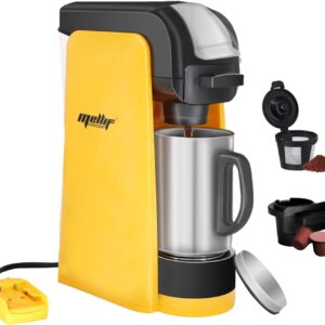 Single Serve Coffee Maker Compatible with Dewalt 20V Max Battery, One-Button Operation & Auto Shut-off Coffee Machine for K-Cup & Ground, with 14.5OZ Reservoir for Home/Outdoor/RV (Tool Only)