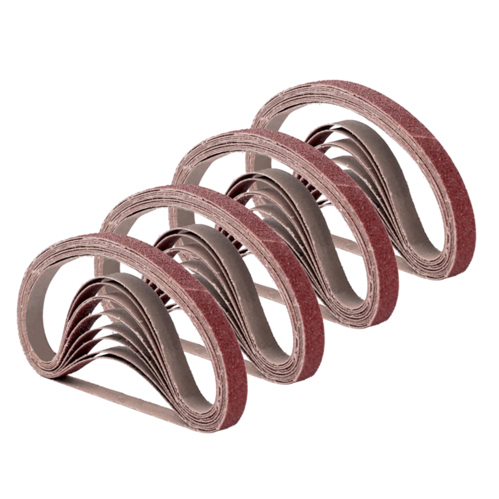 1/2x18 Sanding Belts 20Pack 60-240 Grit Metal Wood Polish Kit 1 1/2 Inch x 18 Inch Sanding Belts, 4 Each of 60/80/120/180/240 Grits, Belt Sander Tool for Woodworking, Metal Polishing, 20 Pack Aluminum Oxide Sanding Belt